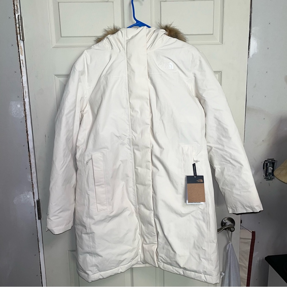 NWT women vintage white North Face - Arctic Parka long coat hood faux fur - Picture 5 of 12